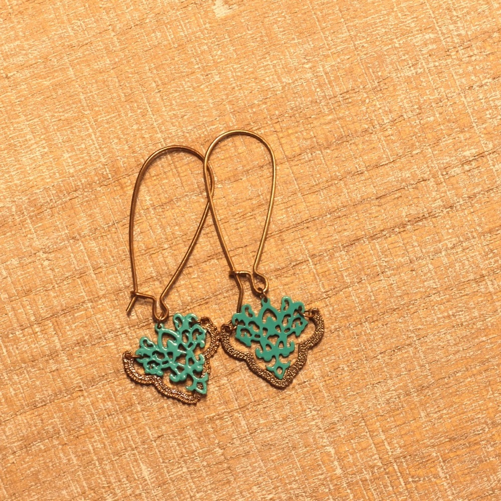 Turquoise dangly hoop earrings